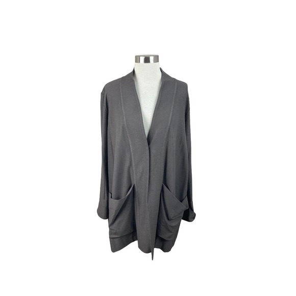 Eileen Fisher Brown Hook Front Drapey Viscose Nylon Spandex Jacket Size Large - Picture 1 of 4
